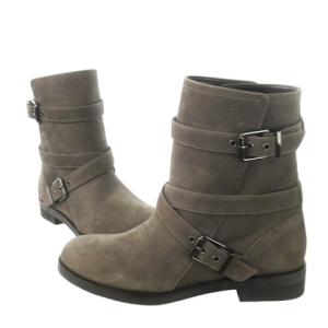 23区 ショートブーツ ミドル エンジニア スエード レザー 牛革 ベルトデザイン 40 L チャコール グレー