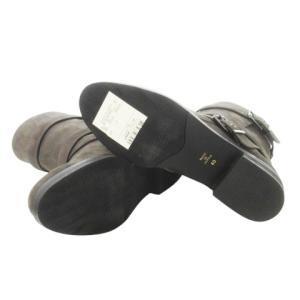 23区 ショートブーツ ミドル エンジニア スエード レザー 牛革 ベルトデザイン 40 L チャコール グレー