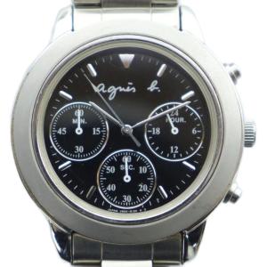 V654-6100 腕時計 ウォッチ クォーツ 黒文字盤 クロノグラフ シルバー色 GY18 /MQ