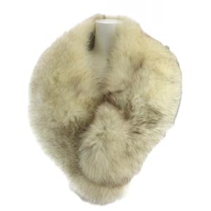 毛皮マフラー ストール フォックスファー ロゴ 白 ホワイト GY18 /MQ