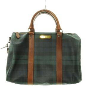 ボストンバッグ PVC レザー ブラックウォッチ ロゴ チャーム 緑 グリーン /AO2 GY18