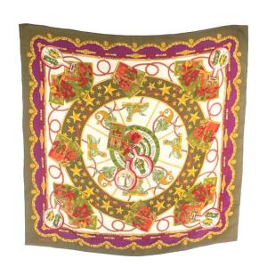 CELINE ヴィンテージ スカーフ 絹 シルク タロット柄 星座 総柄 ロゴ マルチカラー /XZ GY18