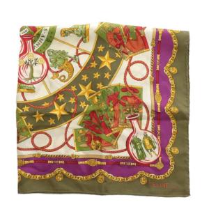 CELINE ヴィンテージ スカーフ 絹 シルク タロット柄 星座 総柄 ロゴ マルチカラー /XZ GY18