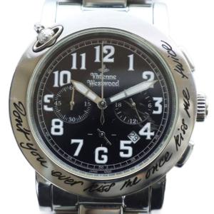 VW-2081 腕時計 ウォッチ クォーツ 黒文字盤 クロノグラフ カレンダー付き シルバー色 GY18