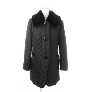 キルティングコート 中綿 ステンカラー ロング ミンクファー 毛皮 11 黒 ブラック /MN12 GY18
