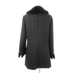 伊太利屋 キルティングコート 中綿 ステンカラー ロング ミンクファー 毛皮 11 黒 ブラック /MN12 GY18