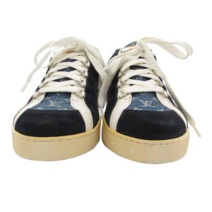 LOUIS VUITTON モノグラム スニーカー デニム地 5.5 インディゴブルー BA1106