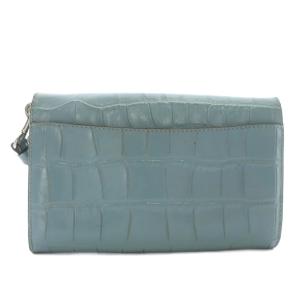 COACH ショルダーバッグ ショルダーウォレット レザー クロコ型押し チェーン ターンロック 青 ブルー F67503