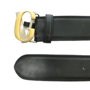 GIANNI VERSACE ベルト バックル レザー VGロゴ ゴールド金具 シルバー金具 85/34 黒 ブラック /XZ GY18