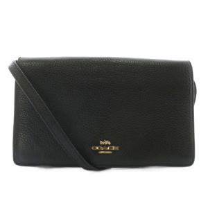 ショルダーバッグ ショルダーウォレット レザー ロゴ ゴールド金具 黒 ブラック F30256 /XZ