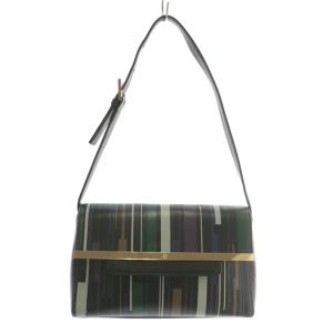 ヴィンテージ ワンショルダー バッグ 肩掛け レザー ストライプ 総柄 4G ロゴ ゴールド金具 黒 ブラック