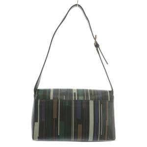 GIVENCHY ヴィンテージ ワンショルダー バッグ 肩掛け レザー ストライプ 総柄 4G ロゴ ゴールド金具 黒 ブラック