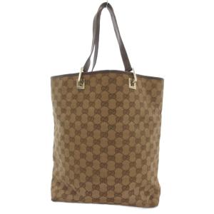 GUCCI トートバッグ GGキャンバス レザーハンドル ロゴ 総柄 茶 ブラウン /JS GY18