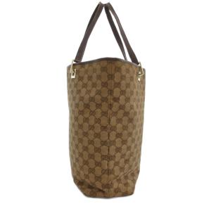 GUCCI トートバッグ GGキャンバス レザーハンドル ロゴ 総柄 茶 ブラウン /JS GY18