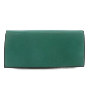 YVES SAINT LAURENT 長財布 二つ折り コインケース 小銭入れ 2点セット レザー ロゴ 型押し 緑 グリーン 黒 ブラック