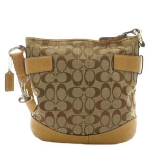 COACH ショルダーバッグ キャンバス レザー シグネチャー 総柄 茶色 ブラウン F03574 /XZ GY18