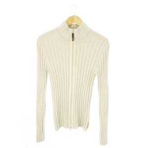 AJ ニットブルゾン スタンドカラー ジップアップ リブ ロゴ グログランテープ M ベージュ /AO17
