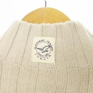 ARMANI JEANS AJ ニットブルゾン スタンドカラー ジップアップ リブ ロゴ グログランテープ M ベージュ /AO17