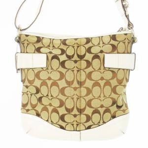 COACH ショルダーバッグ キャンバス レザー 革 シグネチャー ロゴ バックル 白 ホワイト F03574 /CK16