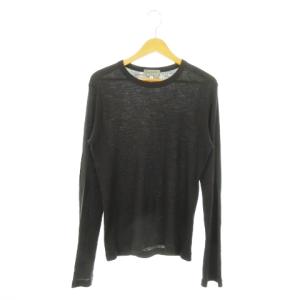 POUR HOMME リブニット セーター クルーネック 丸首 長袖 ウール 薄手 3 L グレー /MN17