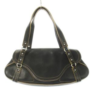 ハンドバッグ レザー 革 ロゴ型押し ステッチ 黒 ブラック /CK11 GY11