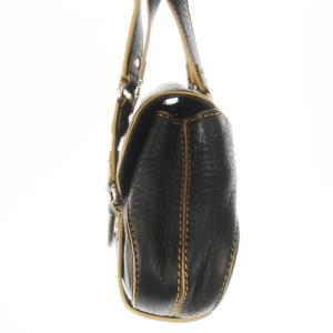 COLE HAAN ハンドバッグ レザー 革 ロゴ型押し ステッチ 黒 ブラック /CK11 GY11