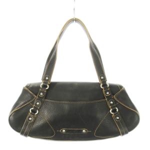 COLE HAAN ハンドバッグ レザー 革 ロゴ型押し ステッチ 黒 ブラック /CK11 GY11