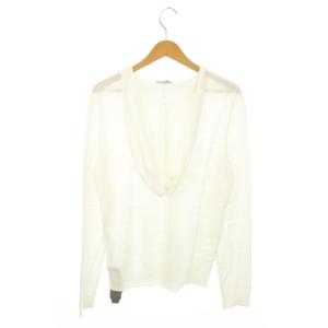 A/X ARMANI EXCHANGE プルニットパーカー 長袖 フーディー ボーダー 薄手 S 白 アイボリー /MN16 GY17