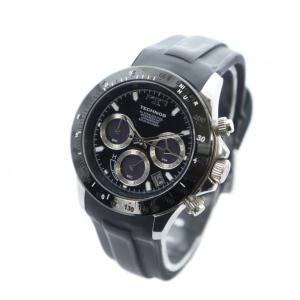 TECHNOS T4B00 腕時計 ウォッチ クォーツ ロゴ 黒文字盤 クロノグラフ カレンダー付き 黒 ブラック GY18