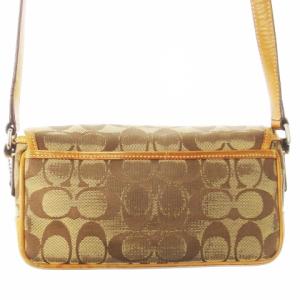 COACH ショルダーバッグ クロスボディ ポシェット キャンバス レザー 革 シグネチャー ロゴ 茶 ブラウン 6844