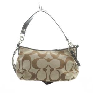 COACH F17439 ハンドバッグ ショルダー 2WAY キャンバス レザー シグネチャー ロゴ 茶 ブラウン
