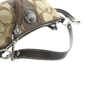 COACH F17439 ハンドバッグ ショルダー 2WAY キャンバス レザー シグネチャー ロゴ 茶 ブラウン