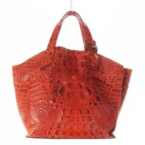 ハンドバッグ レザー 革 クロコ型押し ロゴチャーム 赤 レッド /CK16 GY11