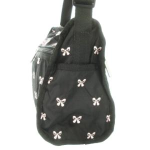 LesportSAC DFS限定 ショルダーバッグ クロスボディ ナイロン ロゴ リボン柄 総柄 ポーチ付き 黒 ブラック /AO3