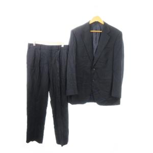 シングルスーツ セットアップ 2点セット テーラードジャケット 総裏地 スラックス ウール A6 紺 ネイビー