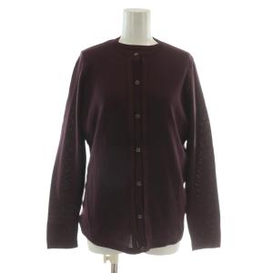 アンサンブル ニット カーディガン セーター セット ウール 長袖 半袖 クルーネック XL ボルドー