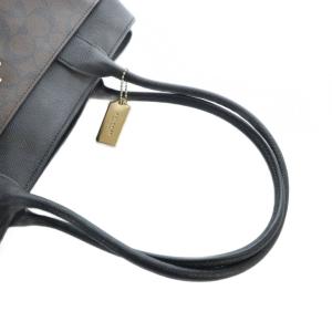 COACH F31475 トートバッグ ハンド PVC ロゴ 黒 ブラック 茶 ブラウン GY18 /MQ