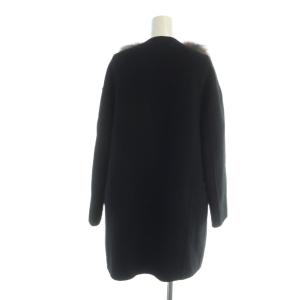 FENDI ロング コート シルバーフォックス ファー カシミヤ グラデーション 36 ブラック FF8663