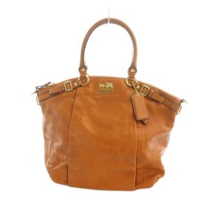 1864 ハンドバッグ ショルダー 2WAY レザー ロゴ 茶 ブラウン GY18 /MQ