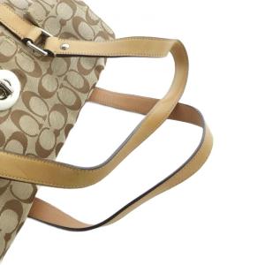 COACH F13070 ハンドバッグ トート レザー キャンバス シグネチャー ロゴ 茶 ブラウン GY18 /MQ