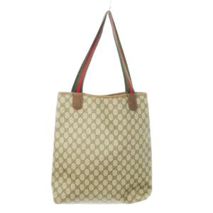 GUCCI トートバッグ GGスプリーム インターロッキング シェリーライン キャンバス コーティング レザー 革