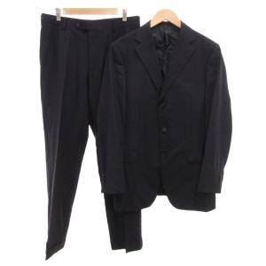 シングルスーツ テーラードジャケット パンツ スラックス ウール 背抜き サイドベンツ ストライプ 40L