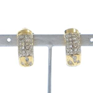 イヤリング アクセサリー 両耳用 ロゴ ラインストーン ゴールド色 GY11 /MQ