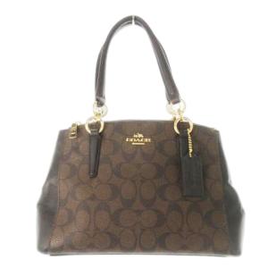 ハンドバッグ 2way ショルダーバッグ PVC レザー 革 シグネチャー ロゴ 茶 ブラウン F58290