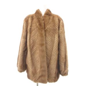 銀サガ ファーコート ミンク シェブロンカット ブラウン