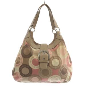 ソーホー スナップヘッド ハンドバッグ トート ナイロン レザー ロゴ 総柄 ピンク 茶色 ブラウン F18440