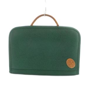 ハンドバッグ セカンドバッグ PVC レザー ロゴ 鍵付き 緑 グリーン GY11 /MQ