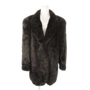 ROYAL 金サガ ファーコート ミンクファー 毛皮 ミドル丈 9 焦げ茶 ダークブラウン /MN21