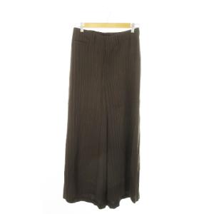 ロングスカート マキシ フレア ウール ストライプ 総柄 茶 ブラウン /AO16 GY18