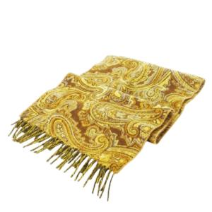 マフラー フリンジ ショート ウール カシミヤ混 ペイズリー 茶 ブラウン /CK22 GY18